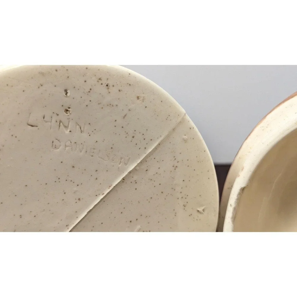 Vintage Ceramic Floral Canister Poppy Decal Speckled Glaze